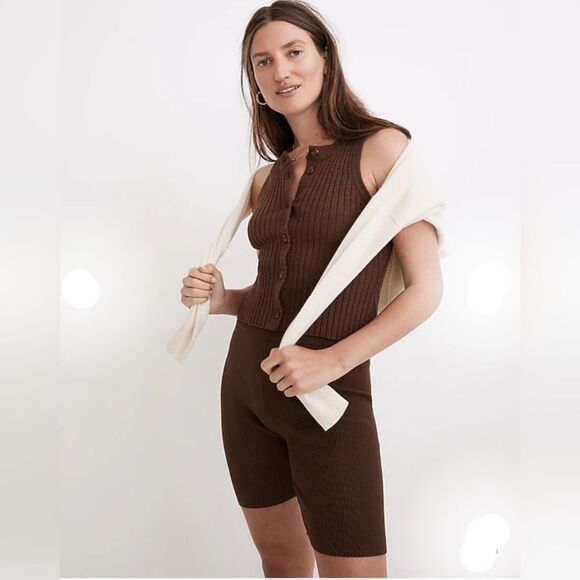 Madewell Pants - MADEWELL Women's Kendale Sweater Biker Shorts Brown Size M EUC